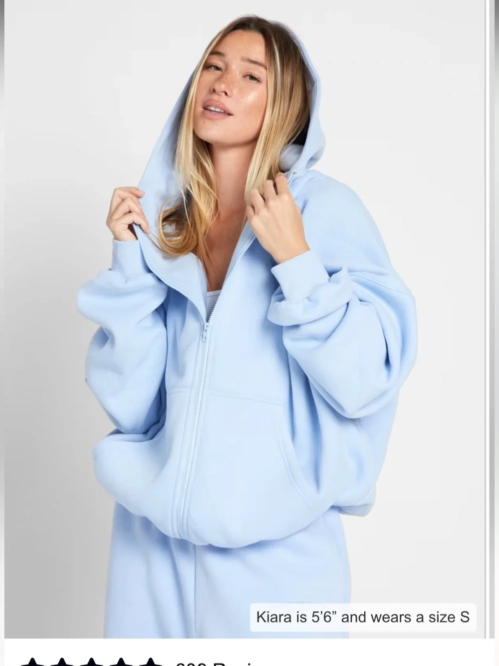 COMFRT Light Blue Women's Oversized Zip-Up Hoodie pastel collection